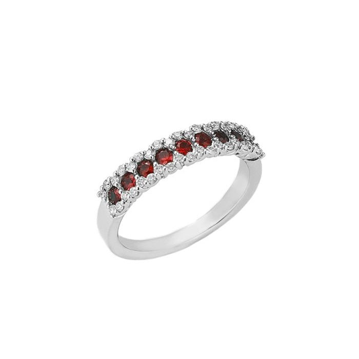 Anello oro bianco 18kt Diamanti 0,32 Ct e Rubini 0,47 Ct-2b Gioielli