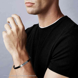 Bracciale uomo in caucciù con piastrina-2b Gioielli
