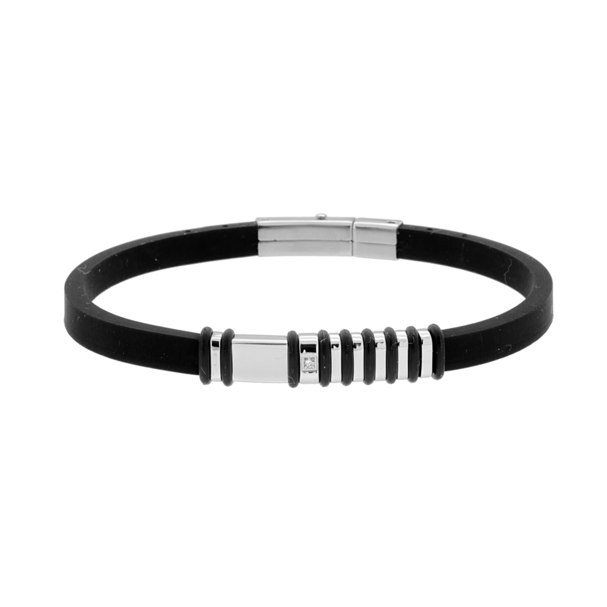 Bracciale uomo in caucciù con piastrina-2b Gioielli