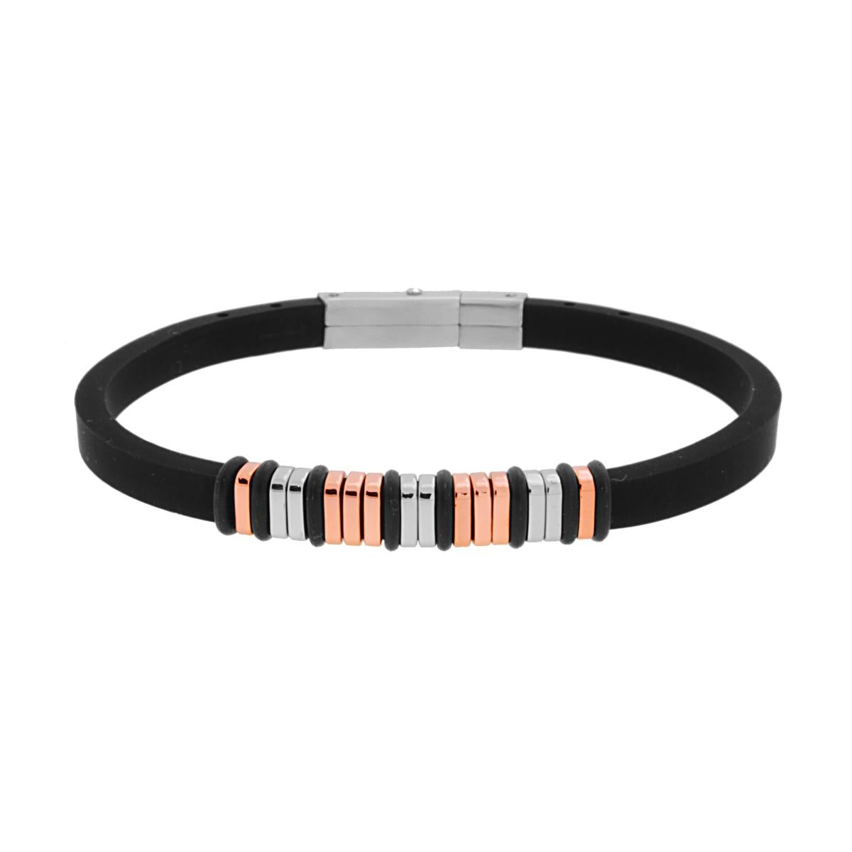 Bracciale uomo in caucciù con piastrina-2b Gioielli