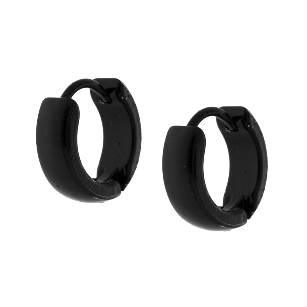 Orecchini in acciaio cerchio 13 mm nero-2b Gioielli