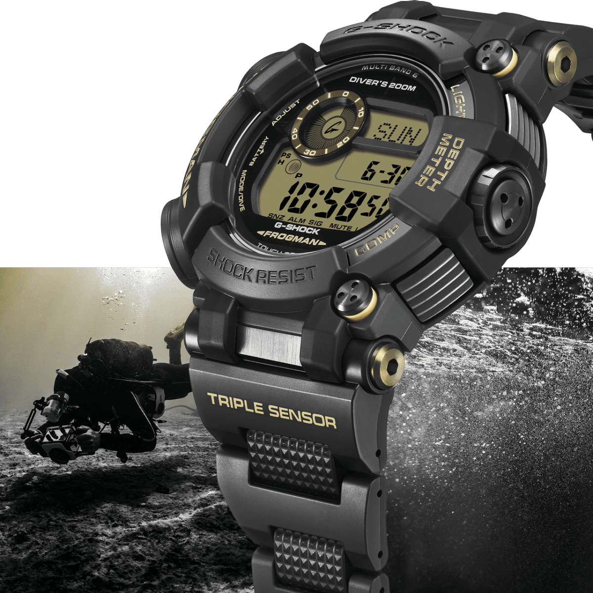 Casio G-SHOCK Frogman GWF-D1000BC-1ER ISO 200 m Tough Solar-2b Gioielli