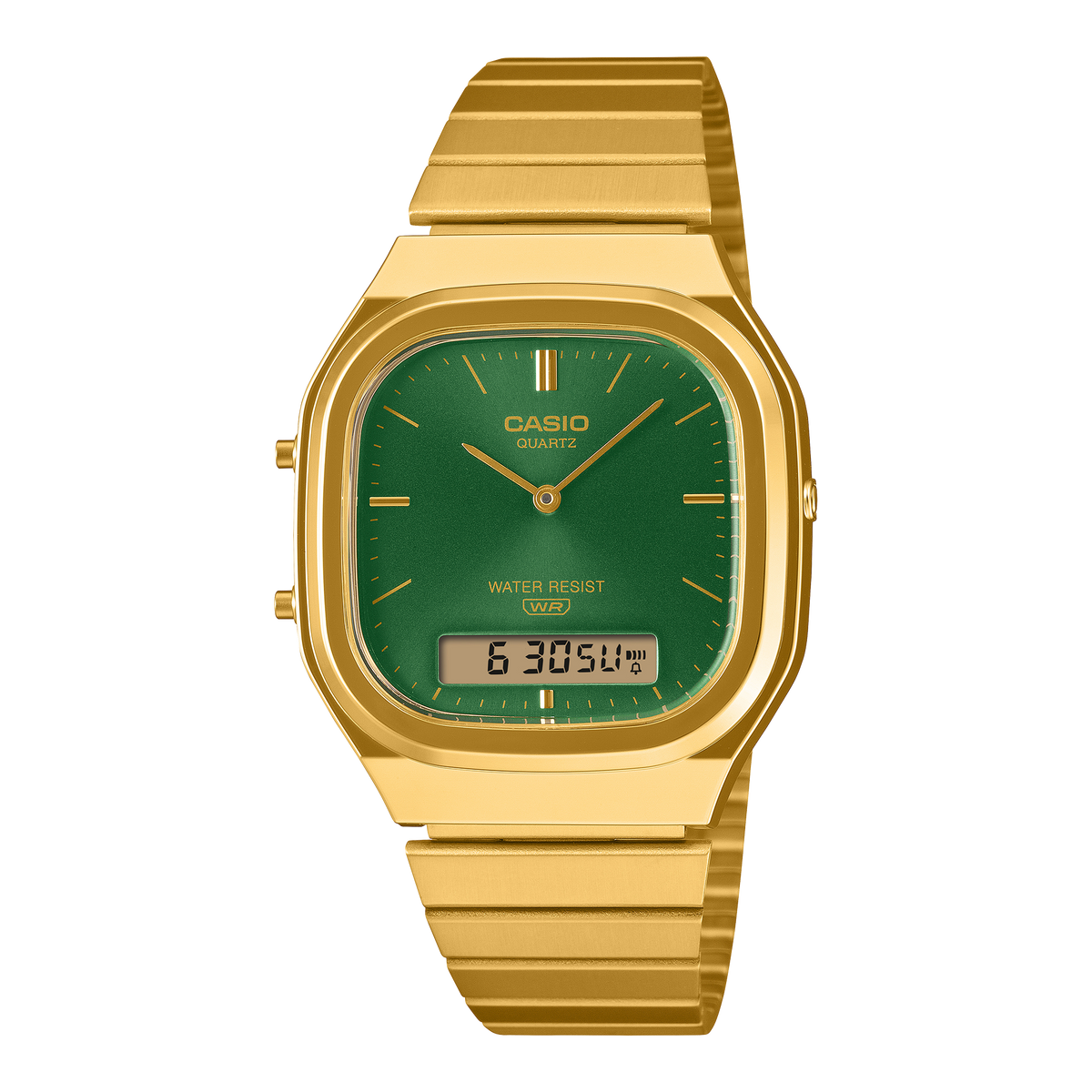 Orologio Casio Vintage AQ-240EG-3AEF unisex oro e verde-2b Gioielli