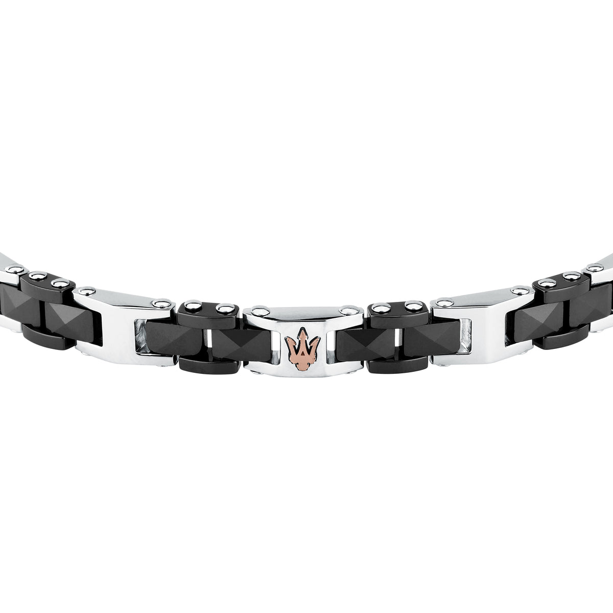 Bracciale Maserati Ceramic JM426ATZ98 uomo in ceramica nera e finiture oro rosa-2b Gioielli