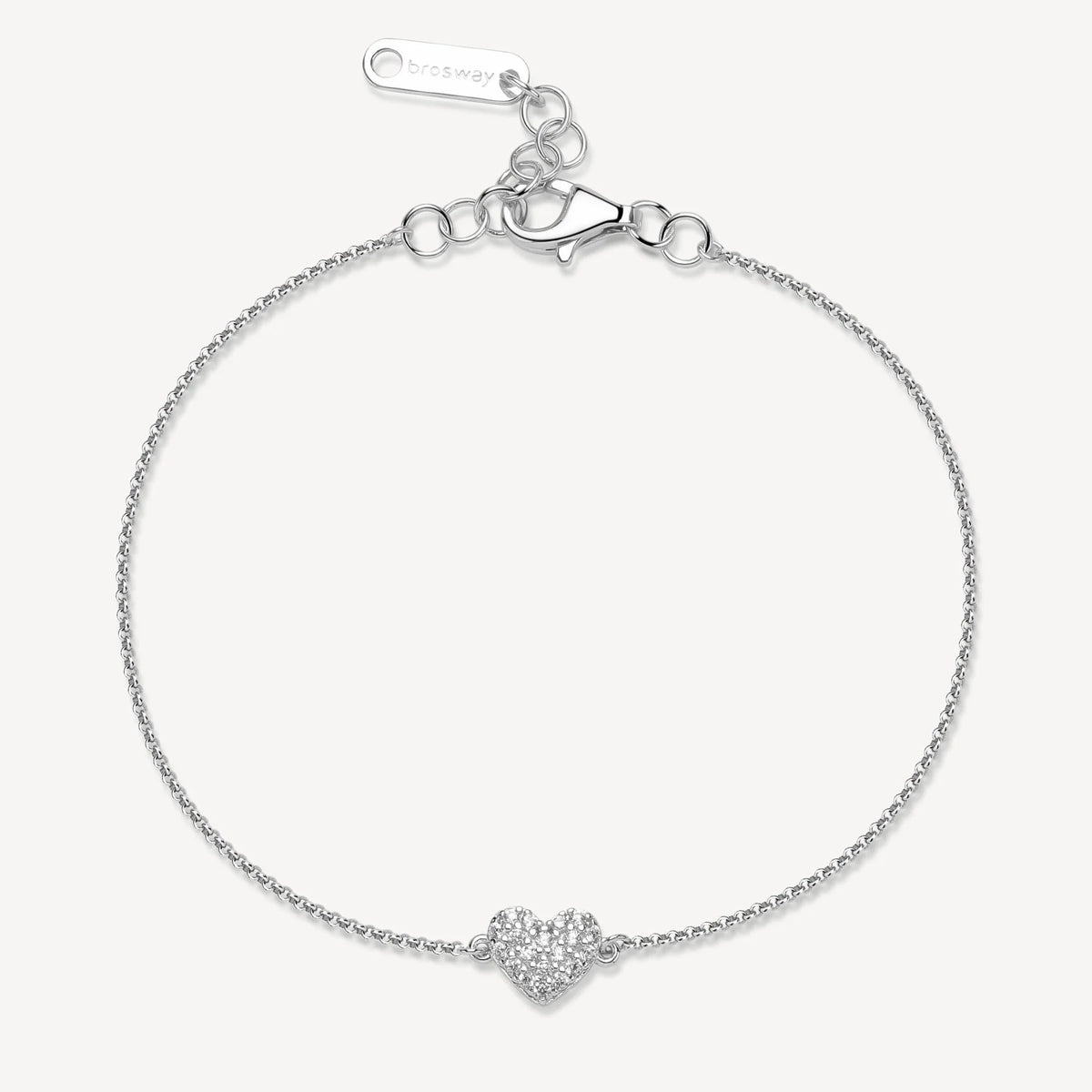 Bracciale Brosway Fancy FIW140, intero bracciale in argento rodiato con cuore pavé