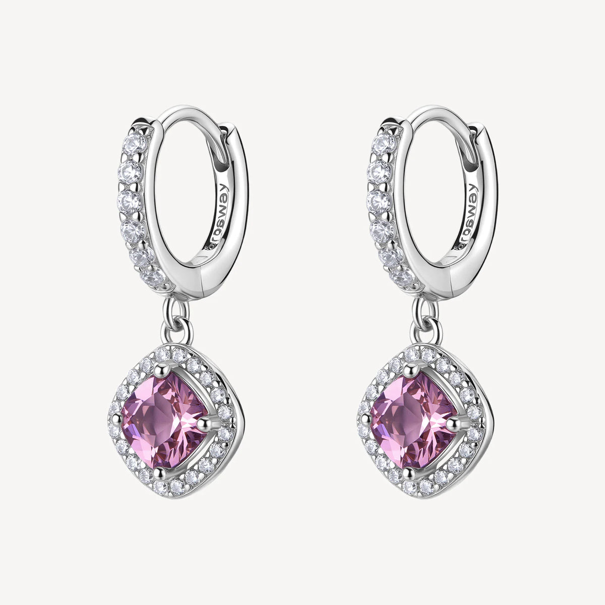 Orecchini Brosway Fancy FTP15, cerchi in argento con pendenti rosa vintage e cubic zirconia