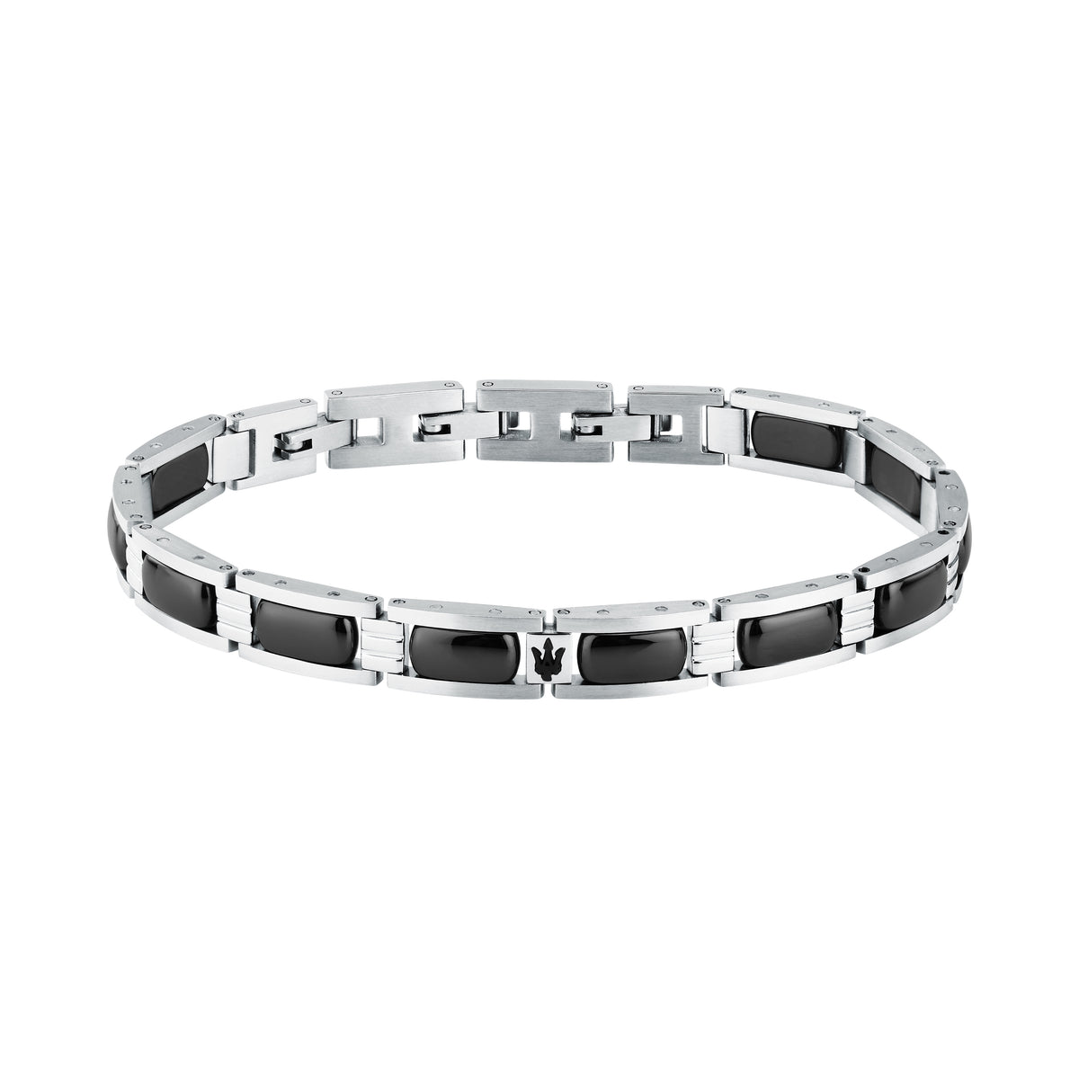 Bracciale Maserati Ceramic JM426ATZ102 uomo in ceramica nera e acciaio argentato-2b Gioielli