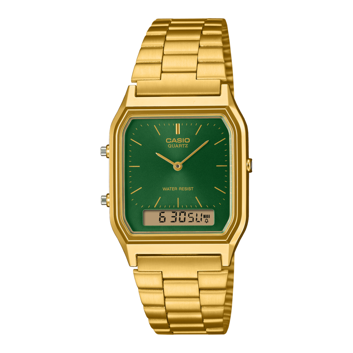 Casio Vintage AQ-230GA-3AMQYES oro e verde analogico digitale-2b Gioielli