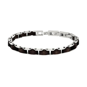 Bracciale uomo in acciaio e legno-2b Gioielli