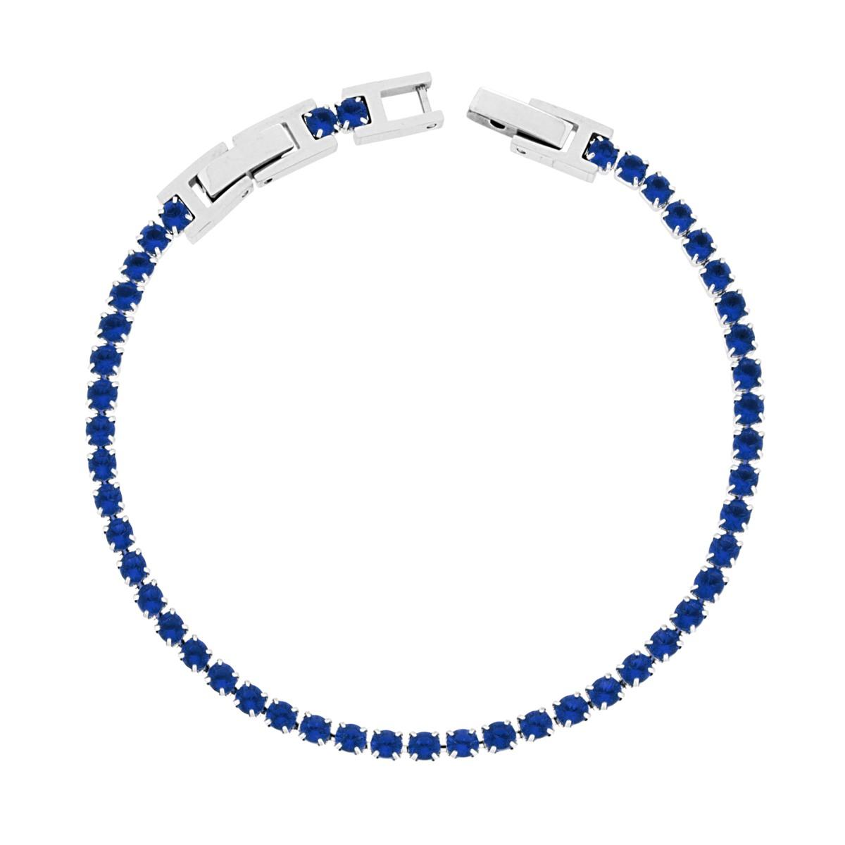 Bracciale tennis cristalli blu 3 mm-2b Gioielli