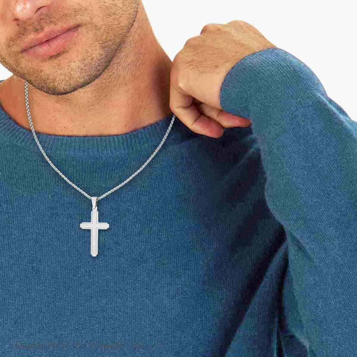 Collana uomo in acciaio croce-2b Gioielli