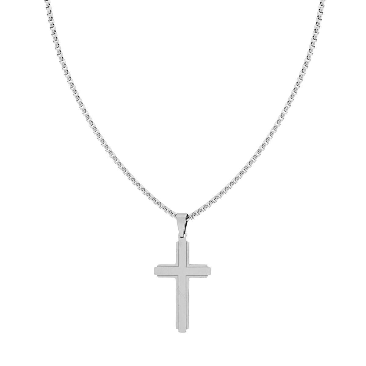 Collana uomo in acciaio croce-2b Gioielli