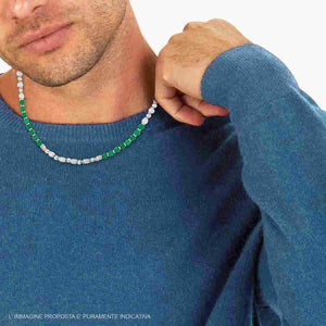 Collana uomo in acciaio pietre verdi-2b Gioielli