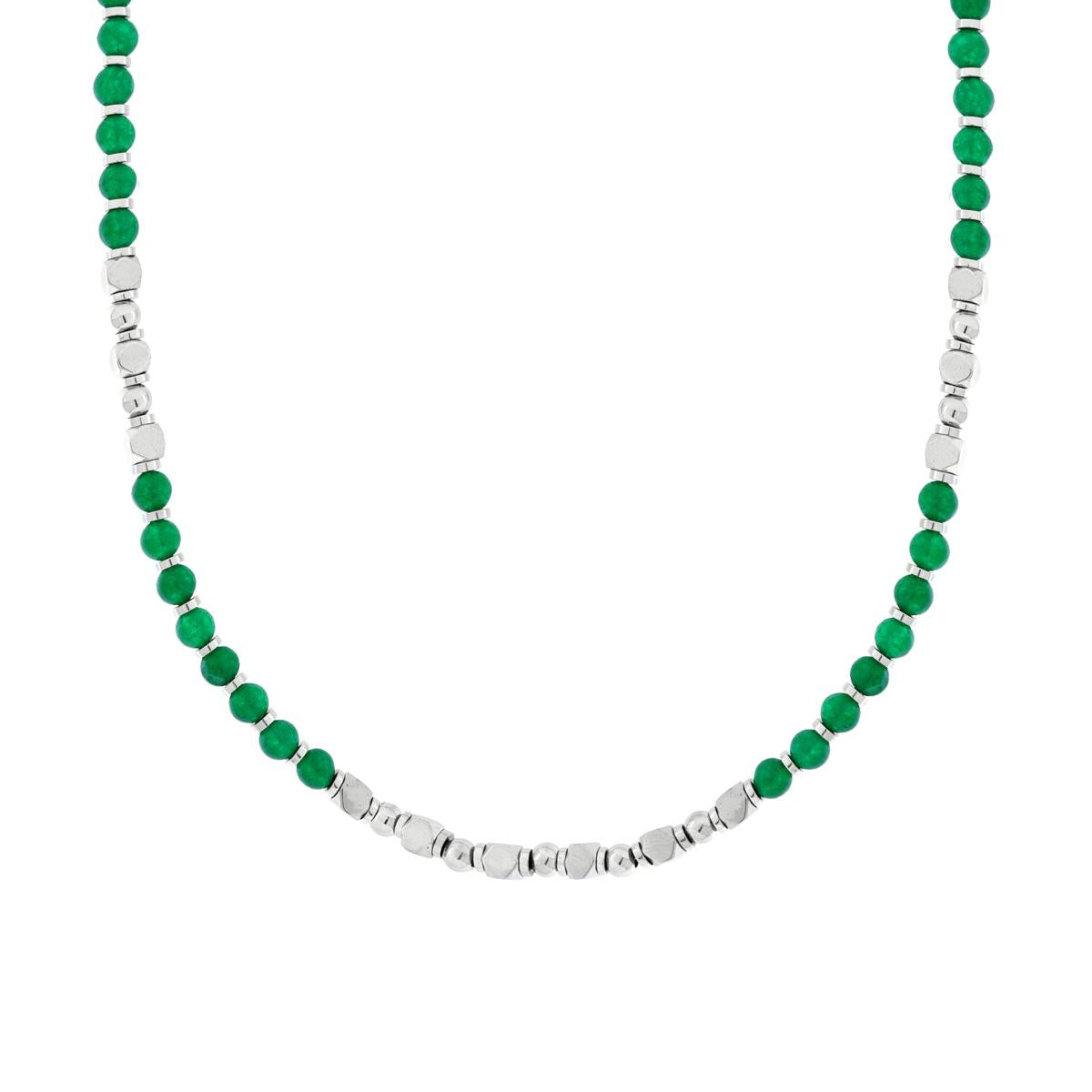 Collana uomo in acciaio pietre verdi-2b Gioielli