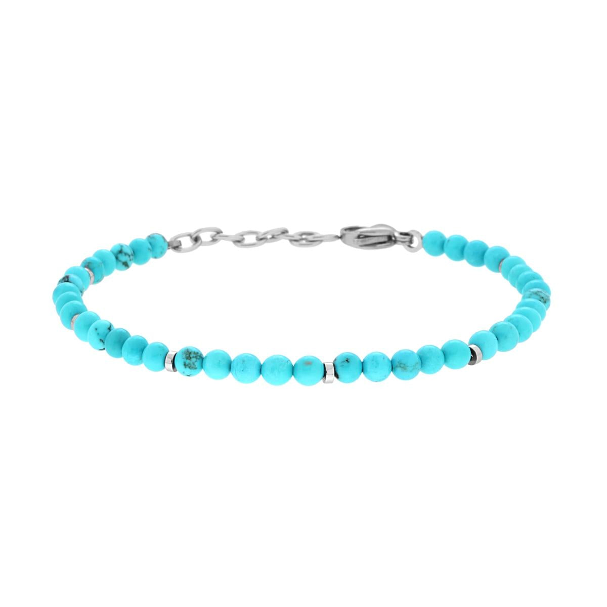 Bracciale uomo in acciaio pietre turchesi-2b Gioielli