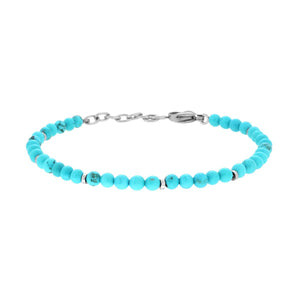 Bracciale uomo in acciaio pietre turchesi-2b Gioielli
