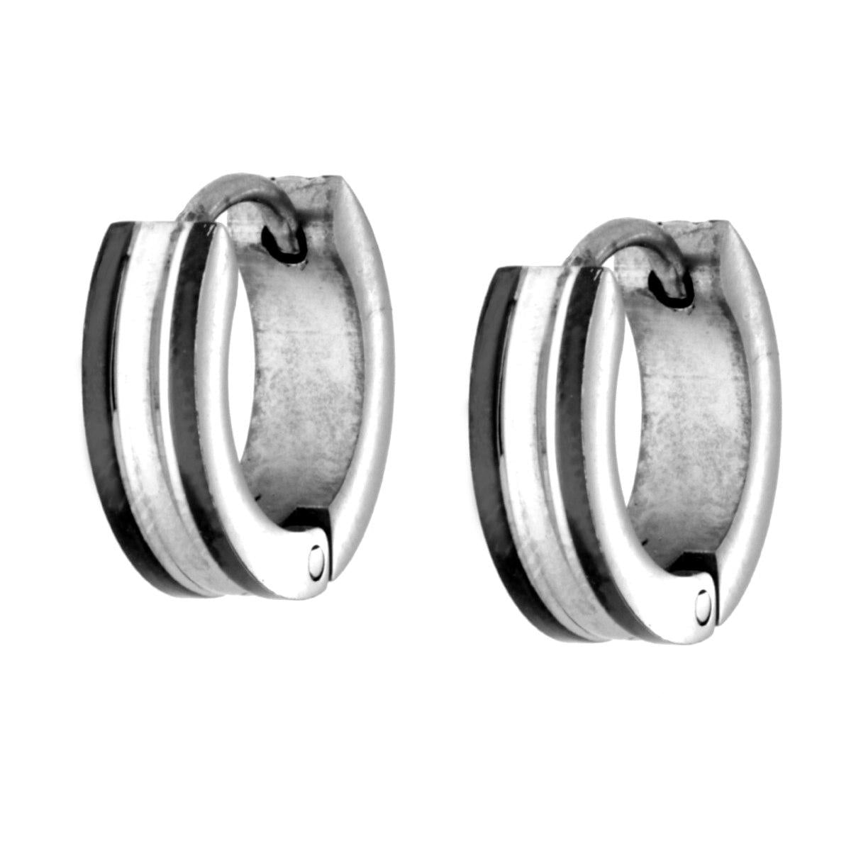 Orecchini in acciaio cerchio 13 mm smalto-2b Gioielli
