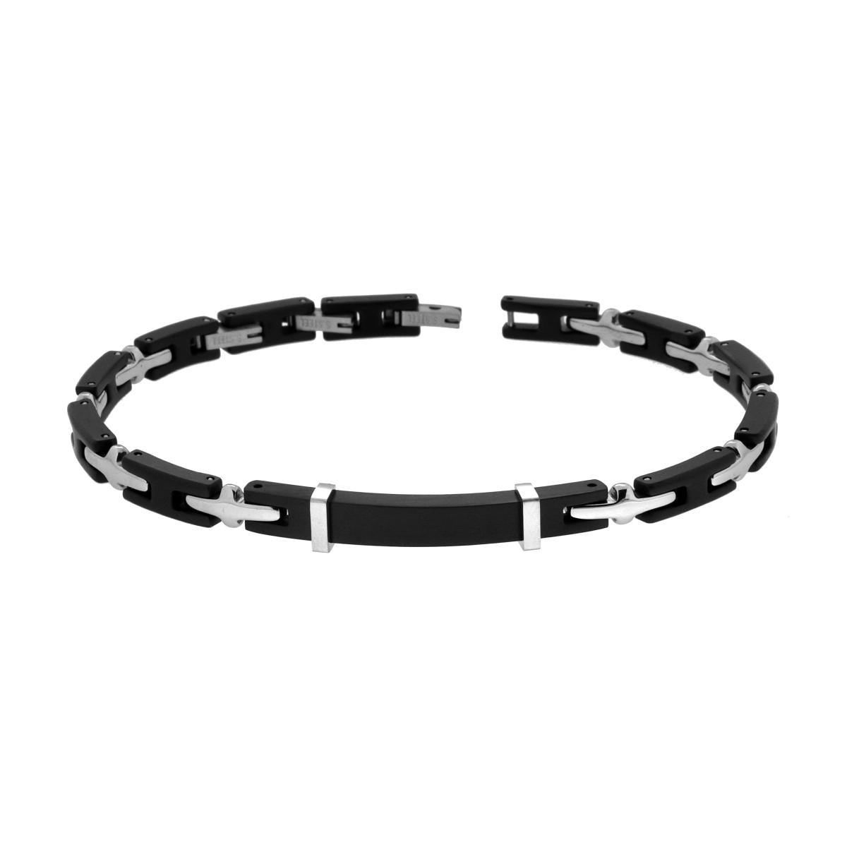 Bracciale uomo in acciaio con piastrina-2b Gioielli