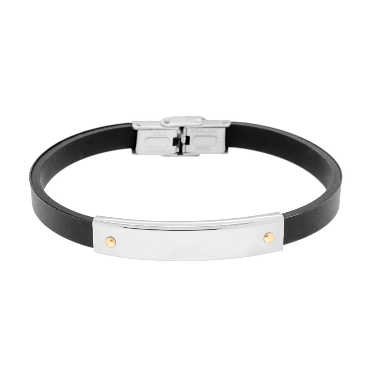 Bracciale uomo in caucciù con piastrina-2b Gioielli
