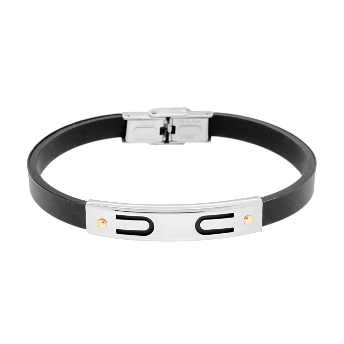 Bracciale uomo in caucciù con piastrina-2b Gioielli