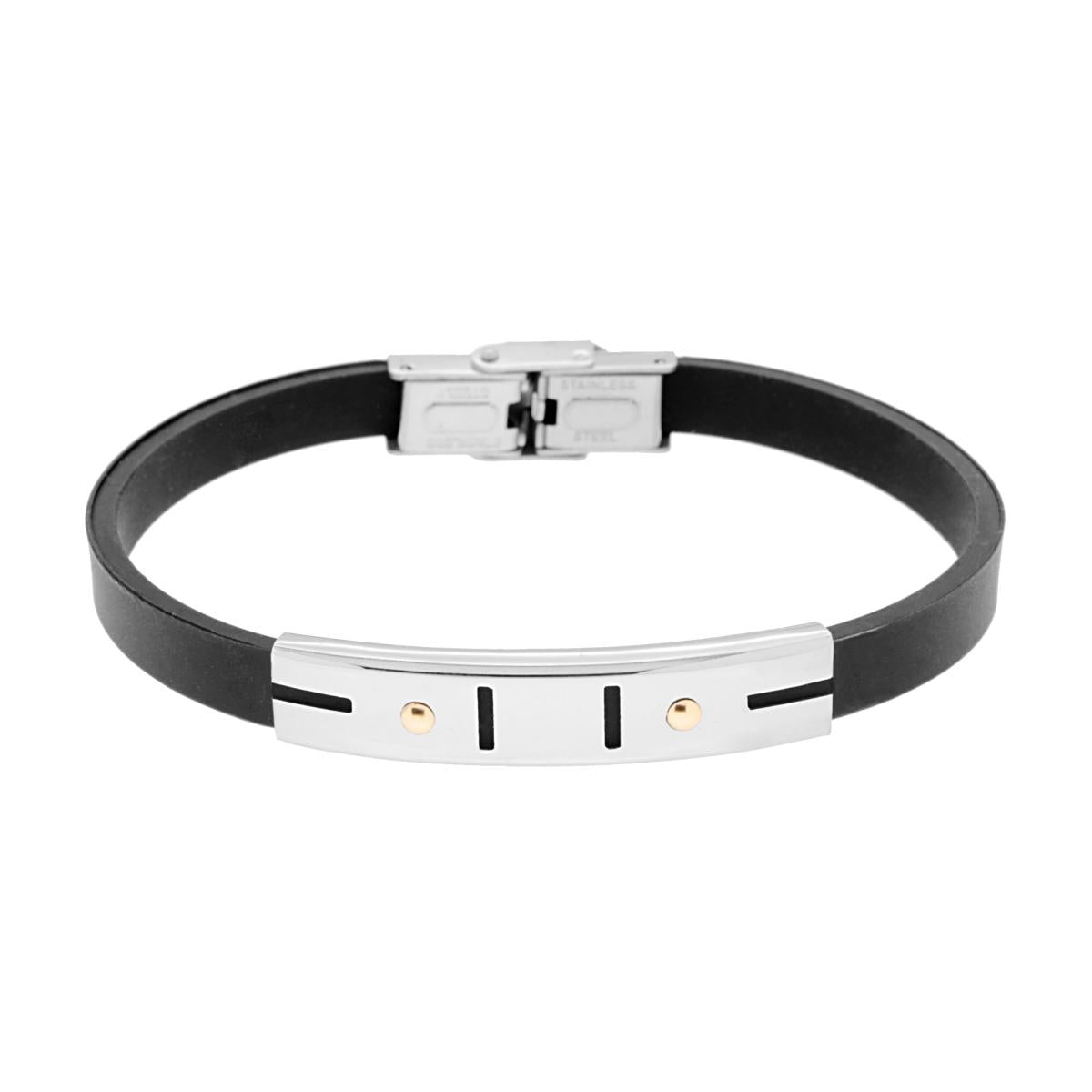 Bracciale uomo in caucciù con piastrina-2b Gioielli