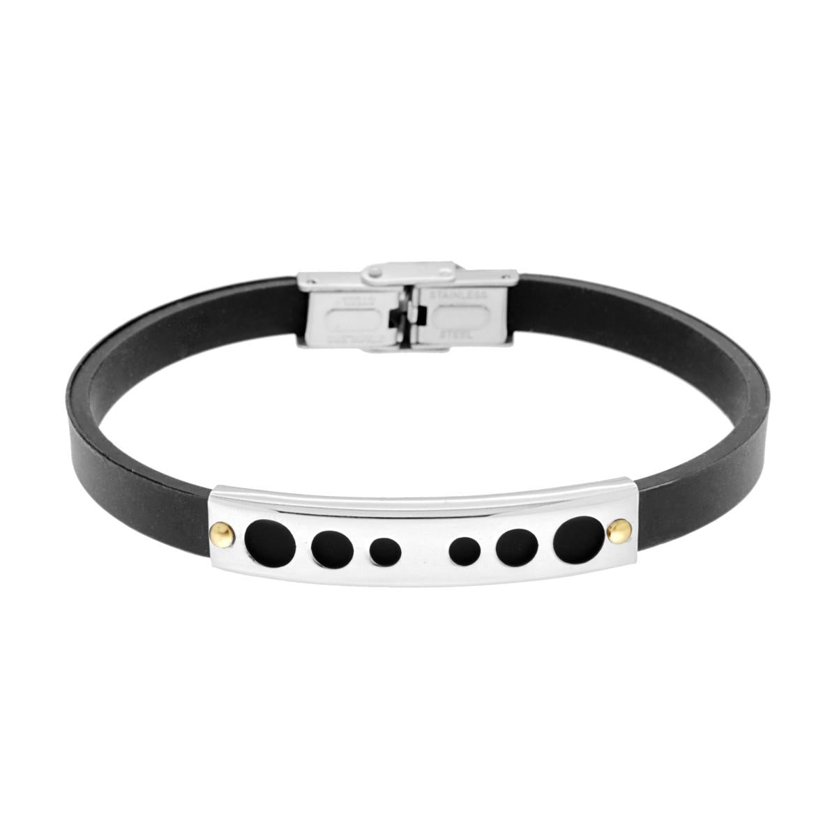 Bracciale uomo in caucciù con piastrina-2b Gioielli