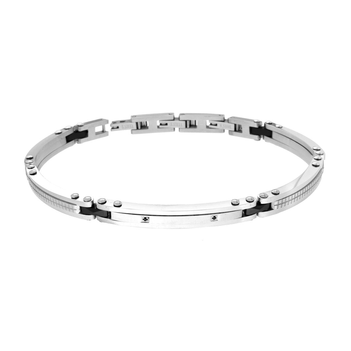 Bracciale uomo in acciaio con piastrina-2b Gioielli