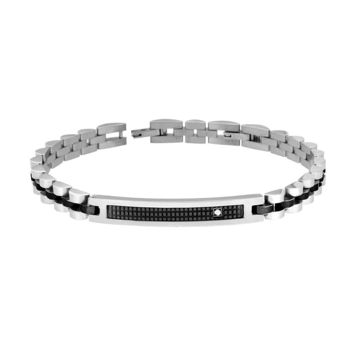 Bracciale uomo in acciaio con piastrina-2b Gioielli