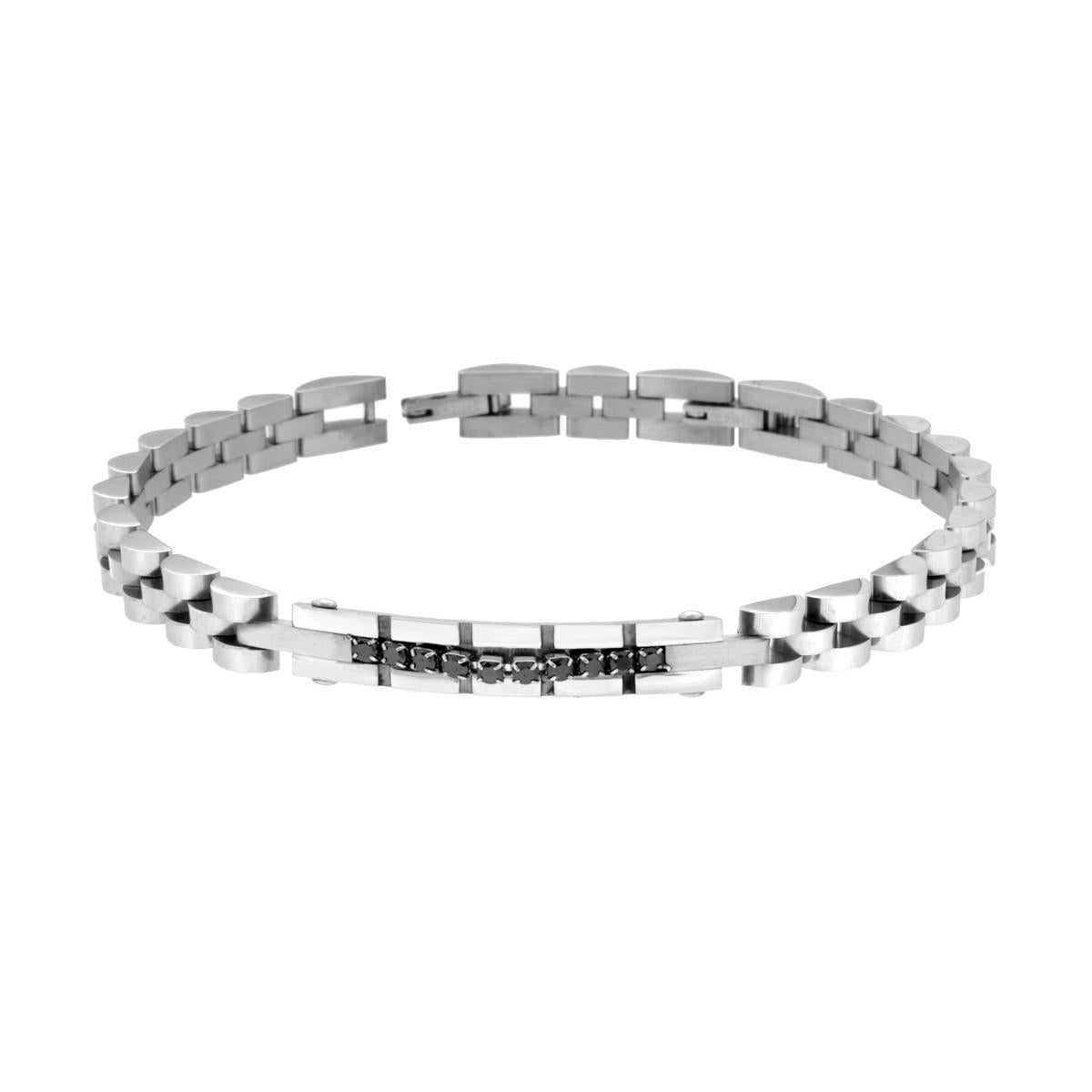 Bracciale uomo in acciaio con piastrina-2b Gioielli