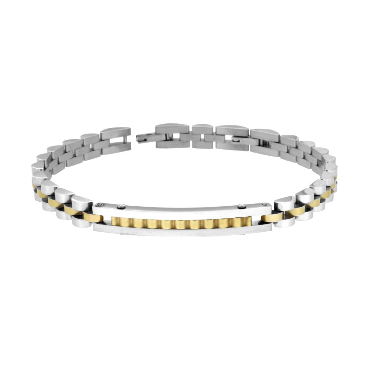 Bracciale uomo in acciaio con piastrina-2b Gioielli
