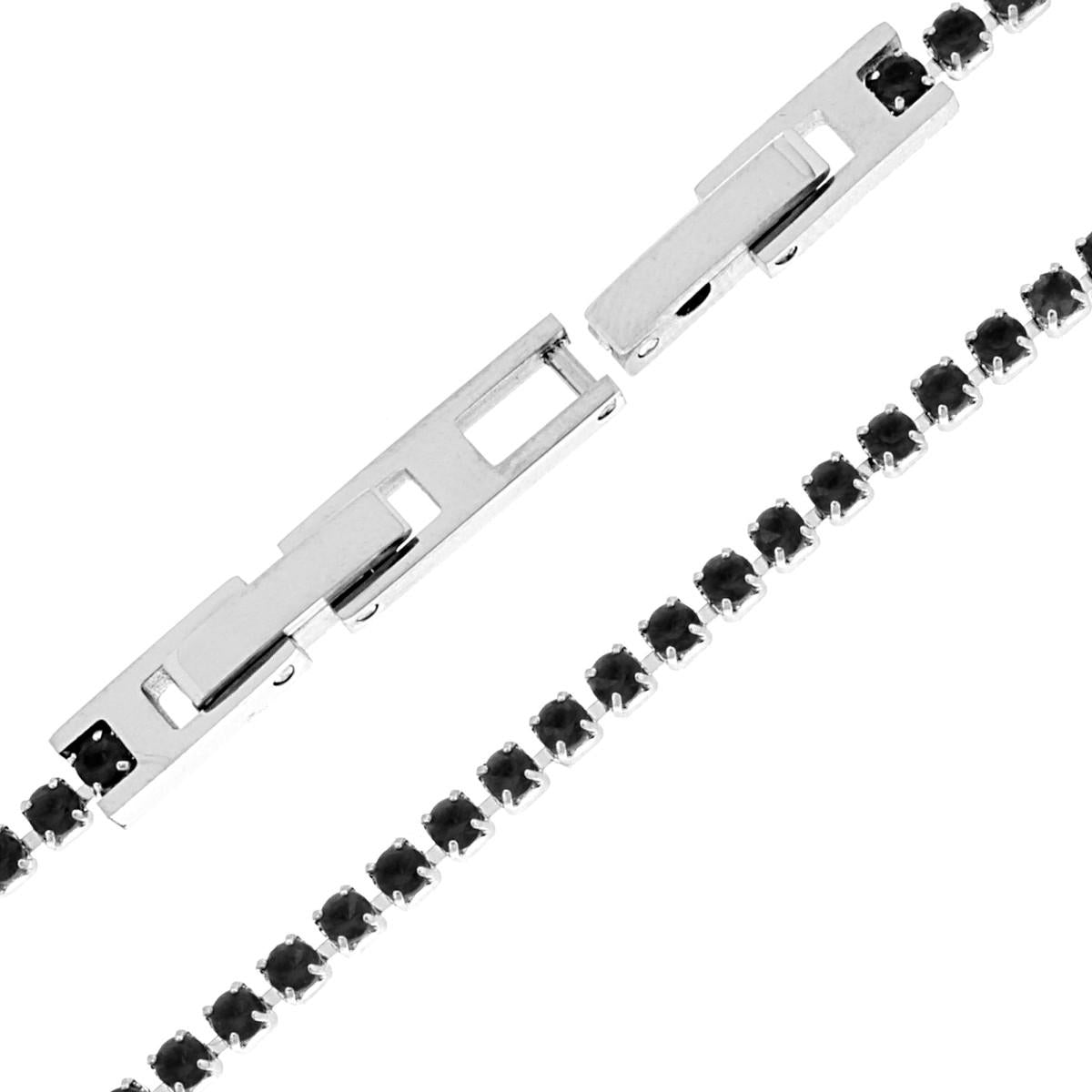 Bracciale tennis cristalli neri 2 mm-2b Gioielli
