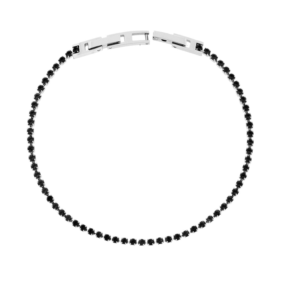 Bracciale tennis cristalli neri 2 mm-2b Gioielli