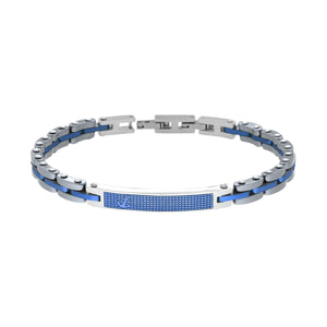 Bracciale uomo in acciaio con piastrina e ancora-2b Gioielli