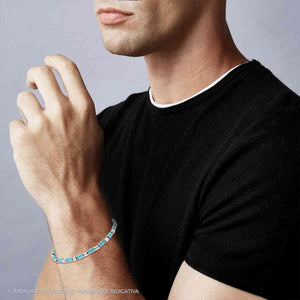 Bracciale uomo in acciaio pietre turchesi-2b Gioielli