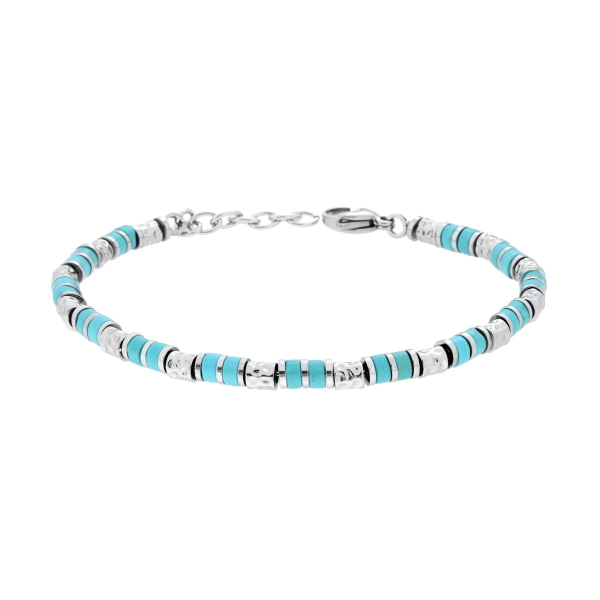 Bracciale uomo in acciaio pietre turchesi-2b Gioielli