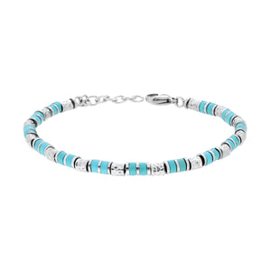 Bracciale uomo in acciaio pietre turchesi-2b Gioielli