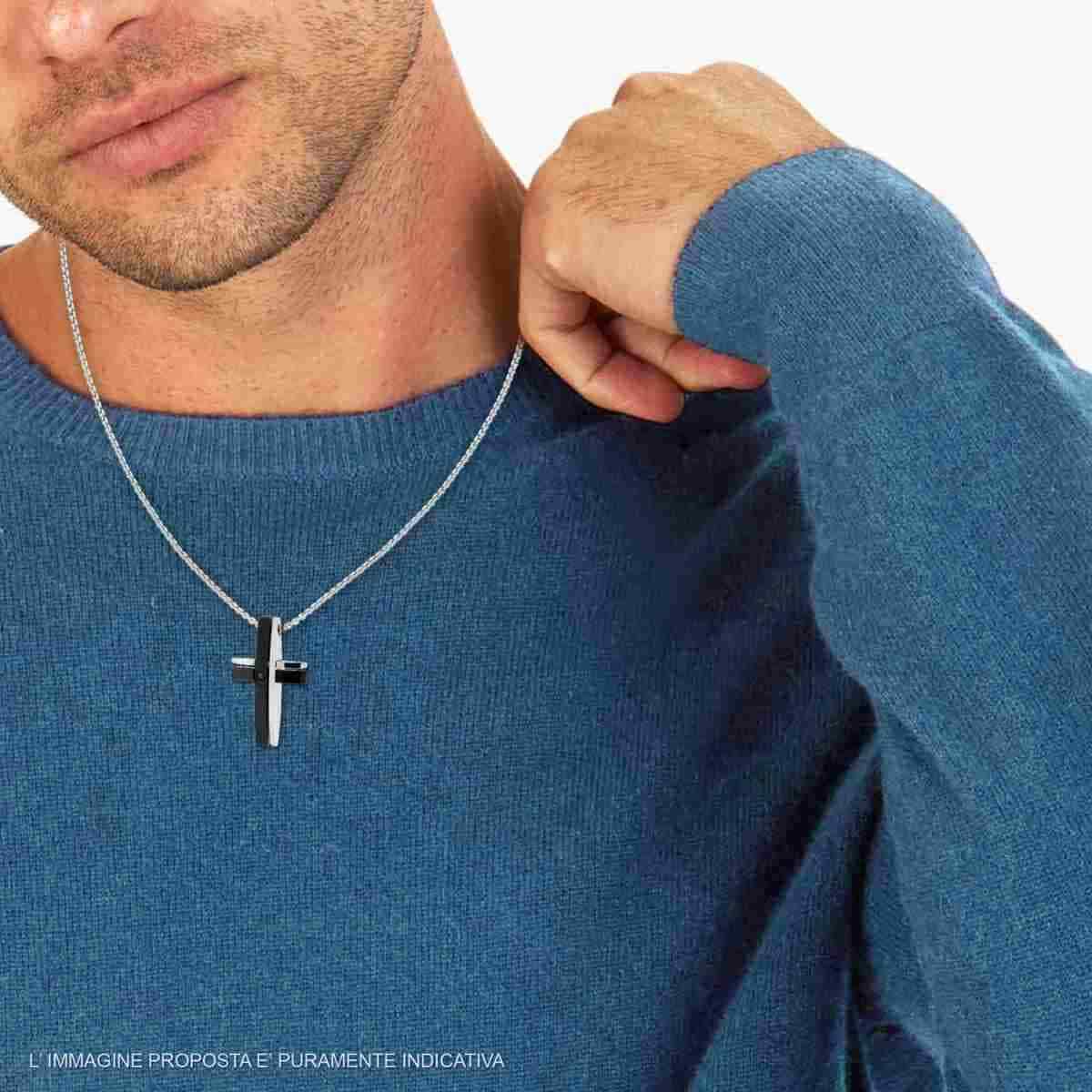 Collana uomo in acciaio croce-2b Gioielli