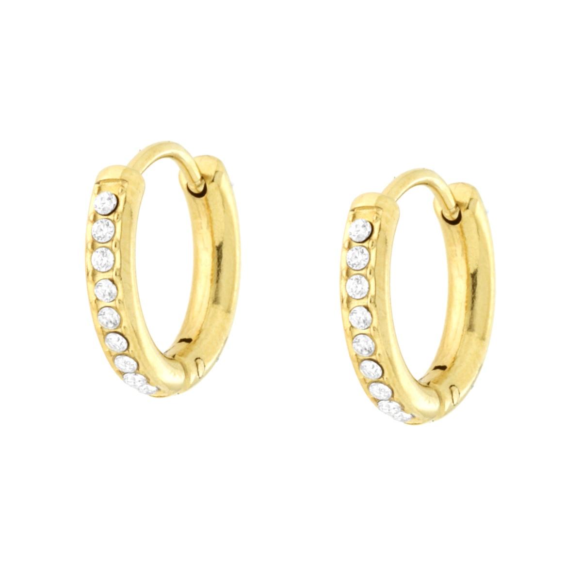 Orecchini donna in acciaio cerchio 13 mm dorato-2b Gioielli