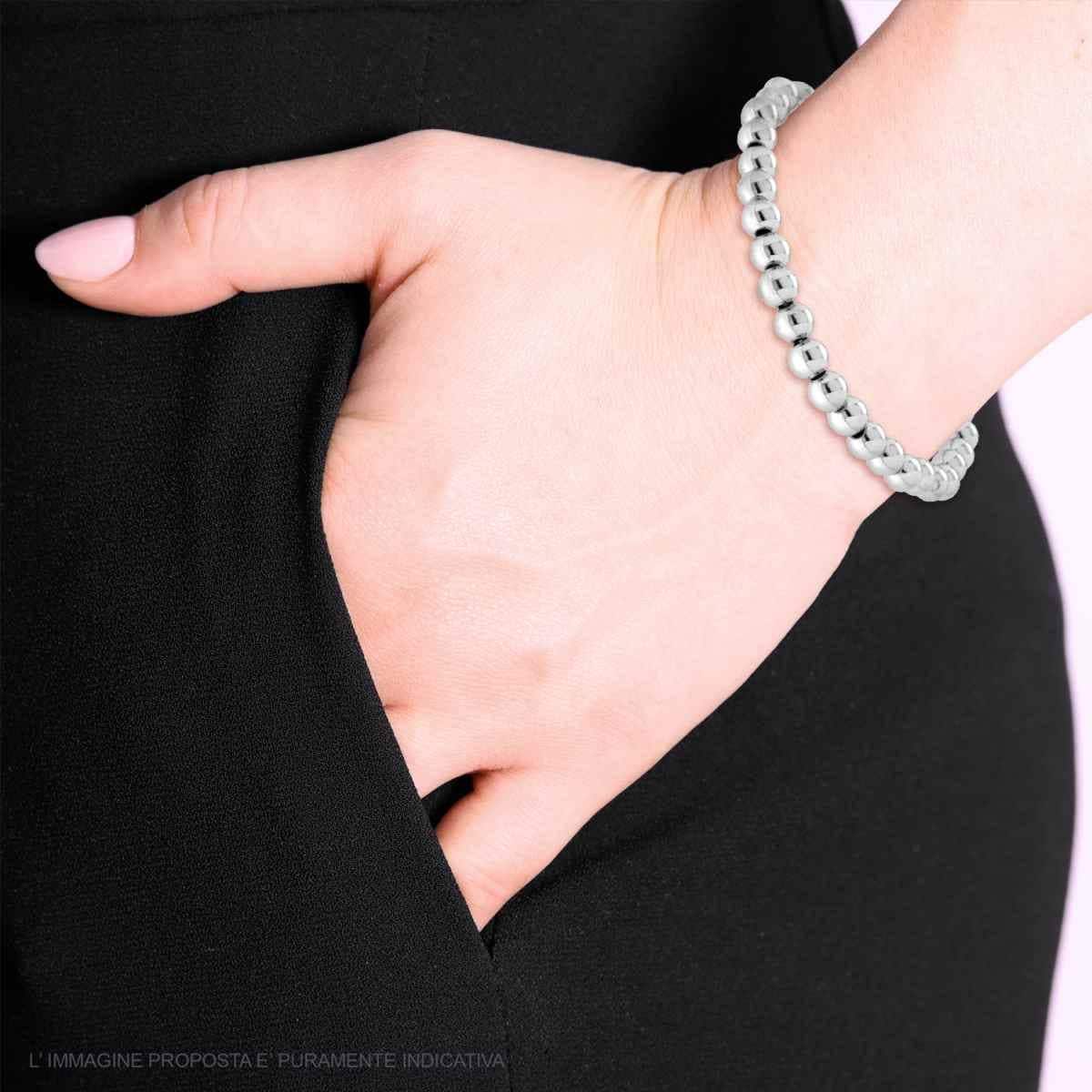 Bracciale elastico in acciaio palline-2b Gioielli