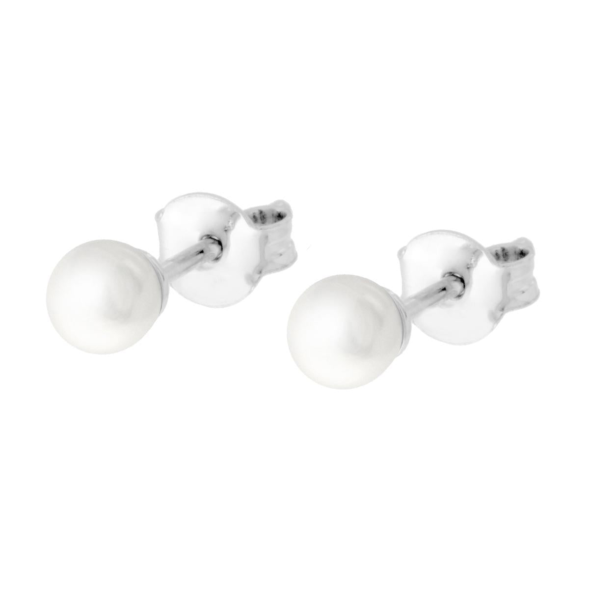 Orecchini donna in acciaio perle 4 mm-2b Gioielli