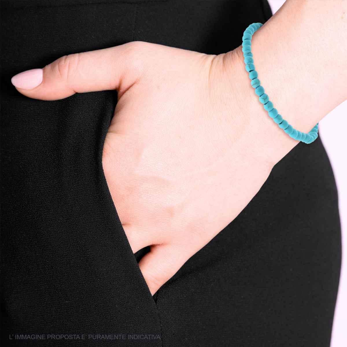 Bracciale elastico pietre turchesi 4 mm-2b Gioielli
