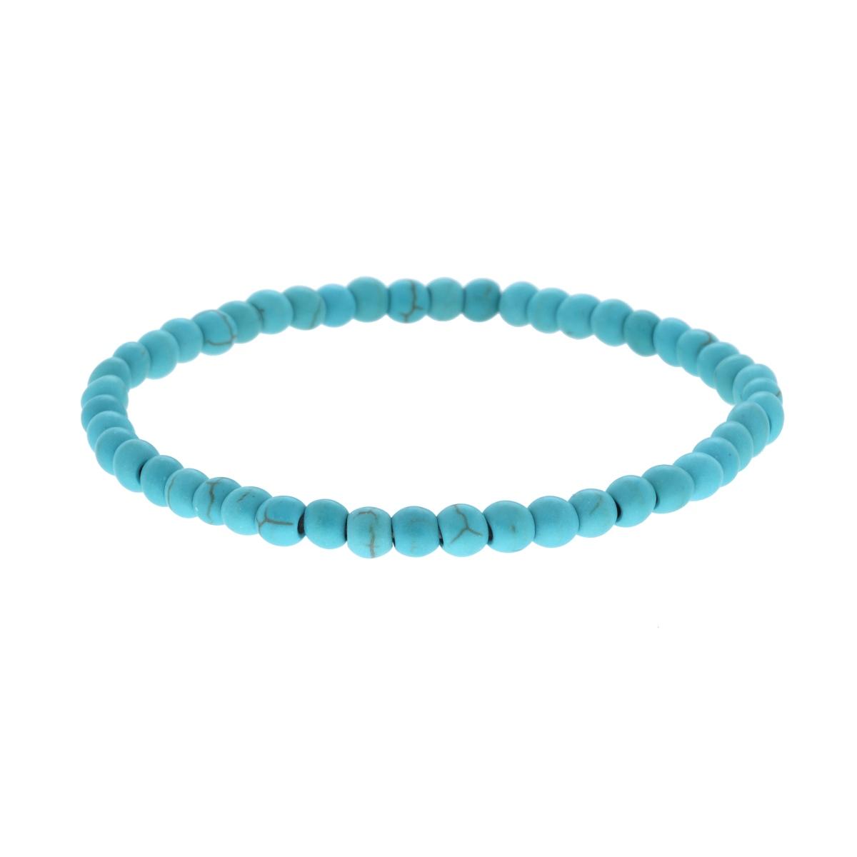 Bracciale elastico pietre turchesi 4 mm-2b Gioielli
