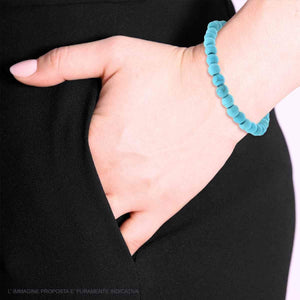 Bracciale elastico pietre turchesi 6 mm-2b Gioielli