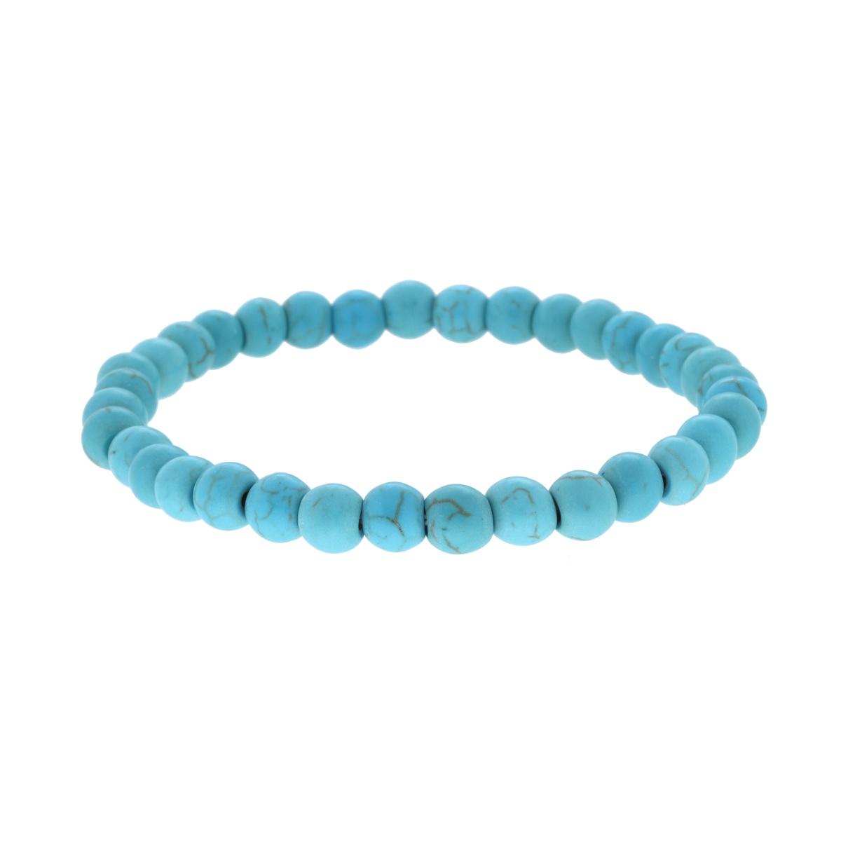 Bracciale elastico pietre turchesi 6 mm-2b Gioielli