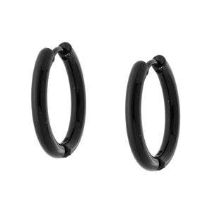 Orecchini in acciaio cerchio 18 mm nero-2b Gioielli