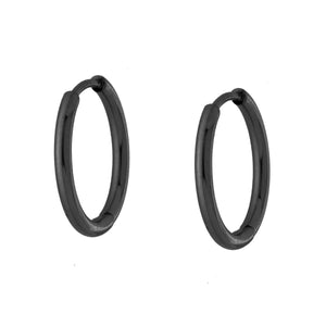 Orecchini in acciaio cerchio 15 mm nero-2b Gioielli