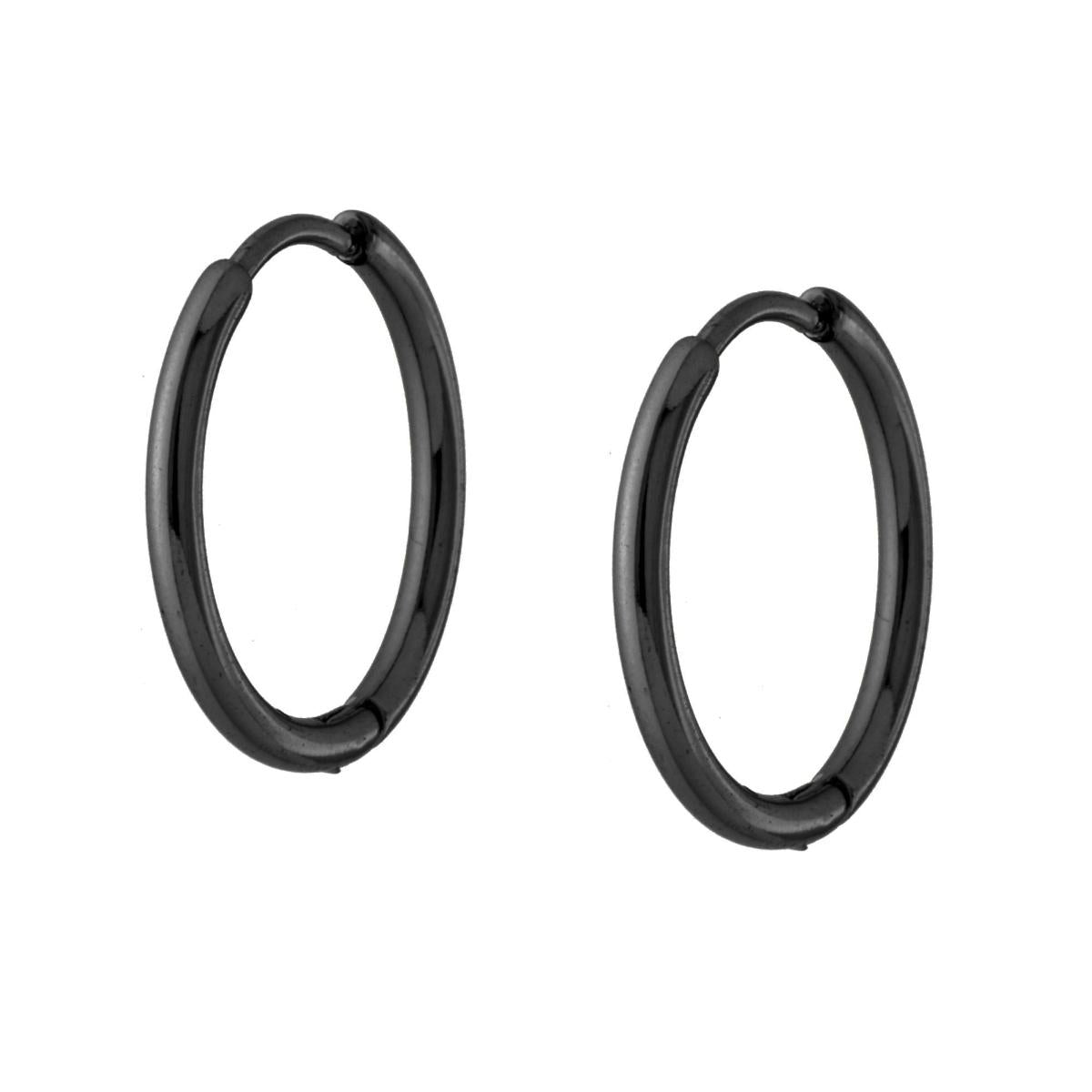 Orecchini in acciaio cerchio 17 mm nero-2b Gioielli