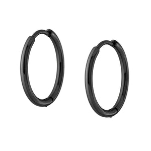 Orecchini in acciaio cerchio 17 mm nero-2b Gioielli