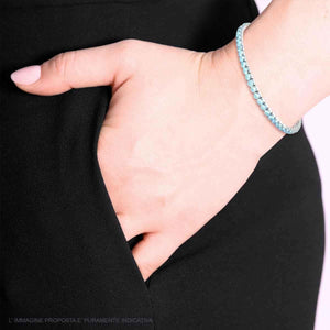 Bracciale tennis elastico cristalli celesti 3 mm-2b Gioielli