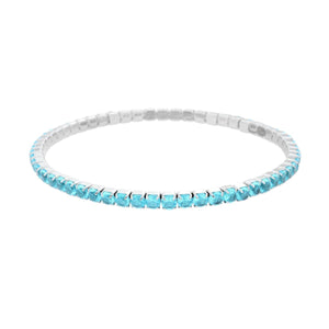 Bracciale tennis elastico cristalli celesti 3 mm-2b Gioielli